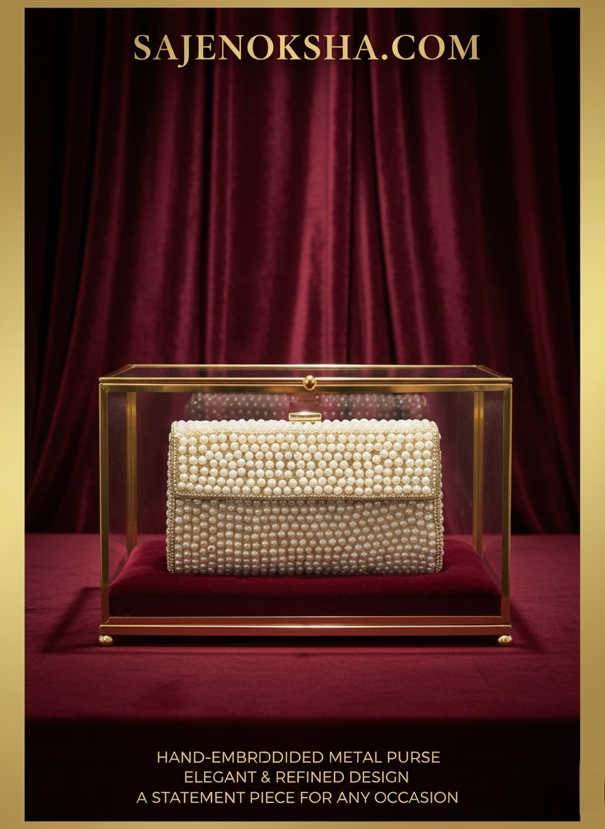 Hand-Embroidered Metal Purse