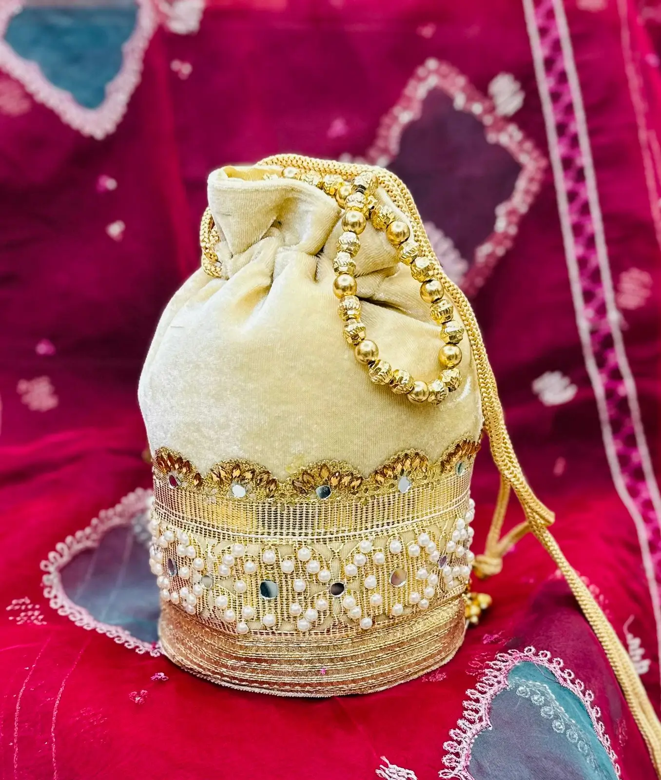 Embroidered Velvet Potli Bag