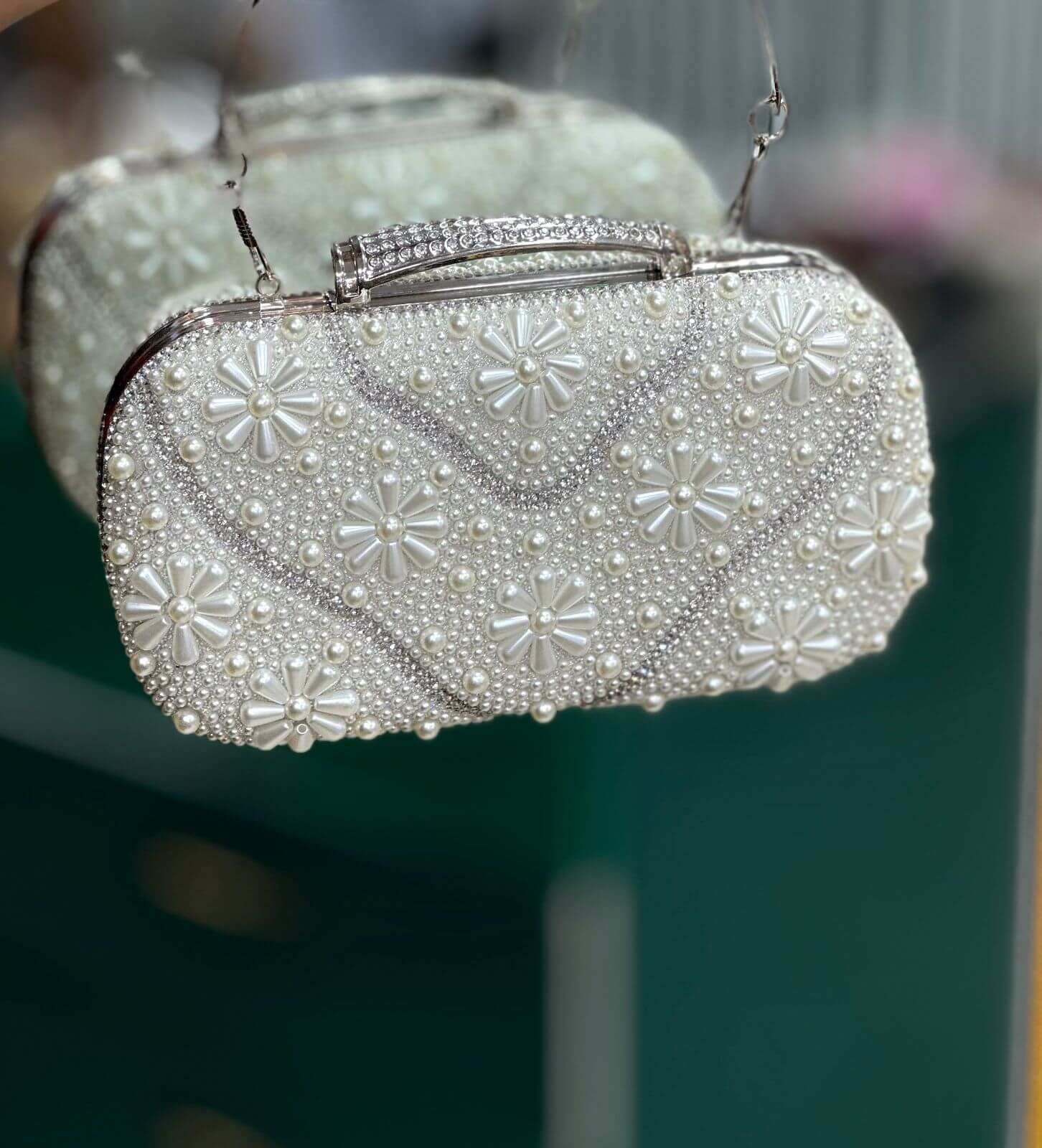 Pearl Embellished Evening Clutch