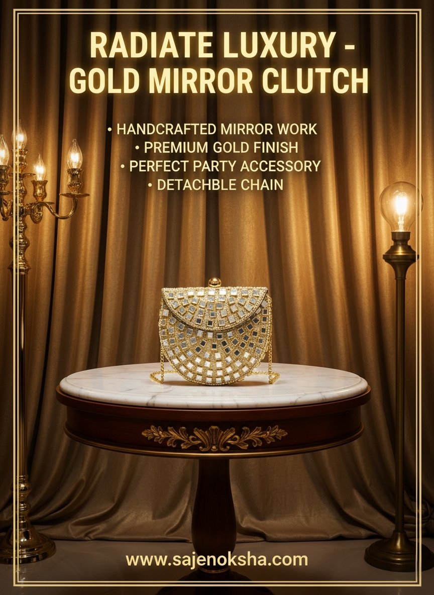 Radiate Luxury - Gold Mirror Clutch