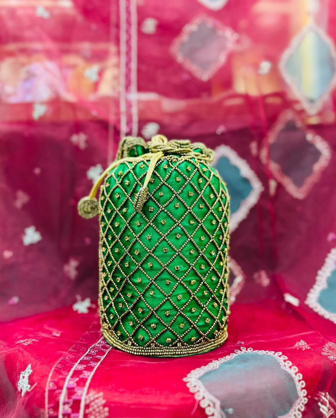 Designer Embroidered Potli Bag for Women – Traditional Batwa Bag for Weddings & Parties