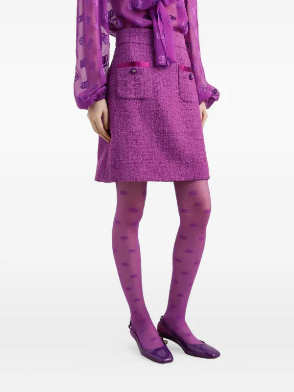 تنورة ميدي من التويد باللون الأرجواني