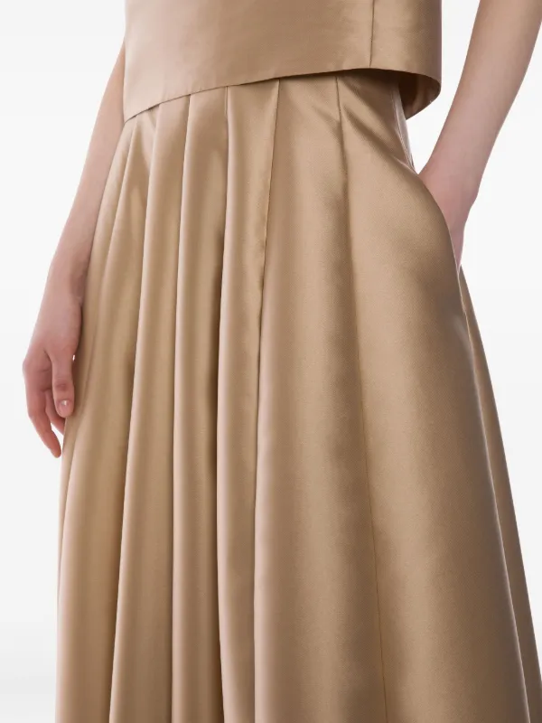 تنورة سهرة "ماكسي" بكسرات عريضة - لون ذهبي شامبين