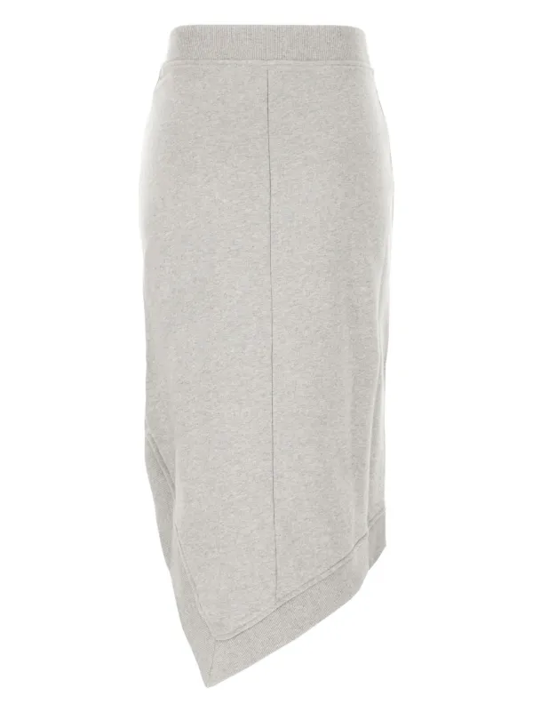 تنورة "ميدي" قطنية بخصر مرتفع وتصميم هندسي - رمادي فاتح