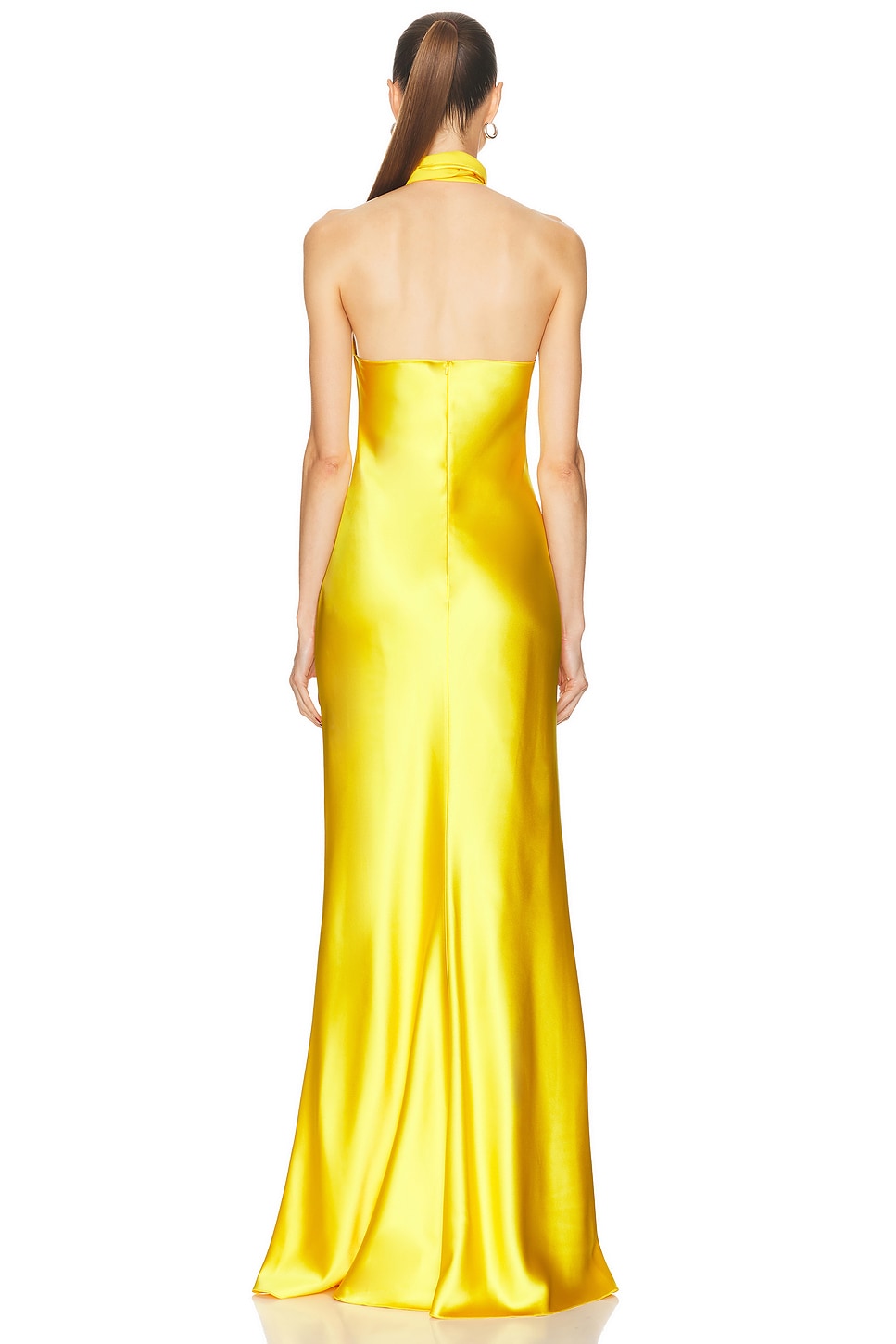 فستان "سيرين" ماكسي بفيونكة عنق - أصفر مشرق