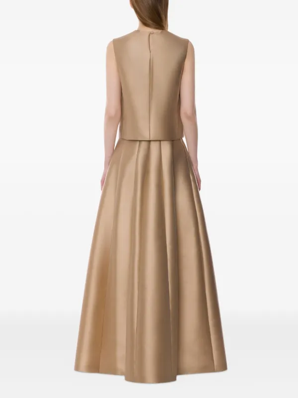 تنورة سهرة "ماكسي" بكسرات عريضة - لون ذهبي شامبين