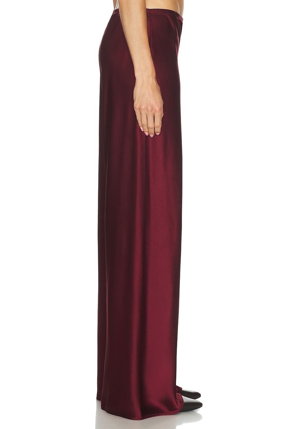 بنطلون ساتان بقصة أرجل واسعة - لون برغندي (عنابي)