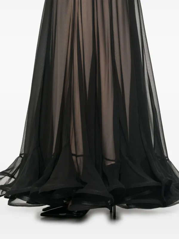 تنورة ماكسي سوداء بتصميم "بانيل" شفاف