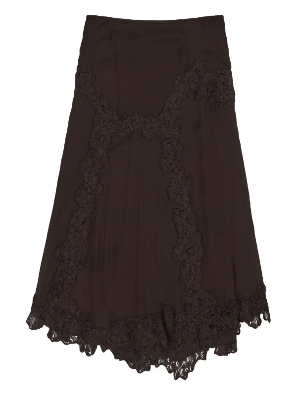 تنورة "ميدي" كلاسيكية بتفاصيل دانتيل فاخرة