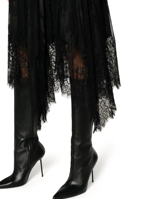 تنورة ميدي بليسيه مزينة بالدانتيل