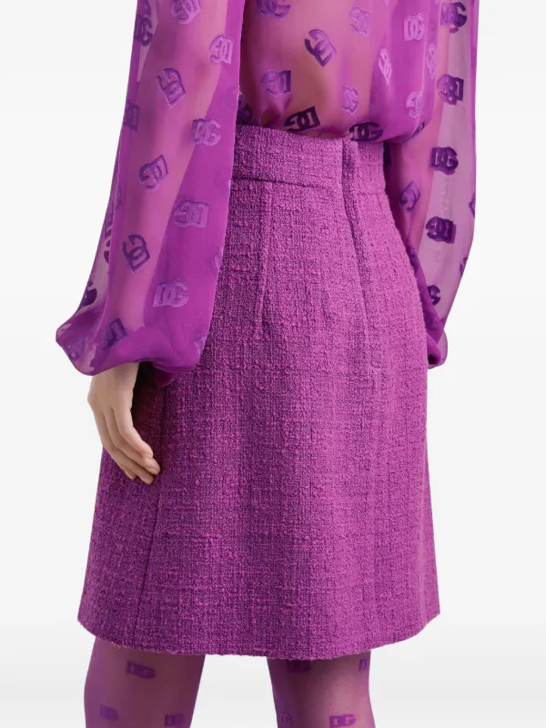 تنورة ميدي من التويد باللون الأرجواني
