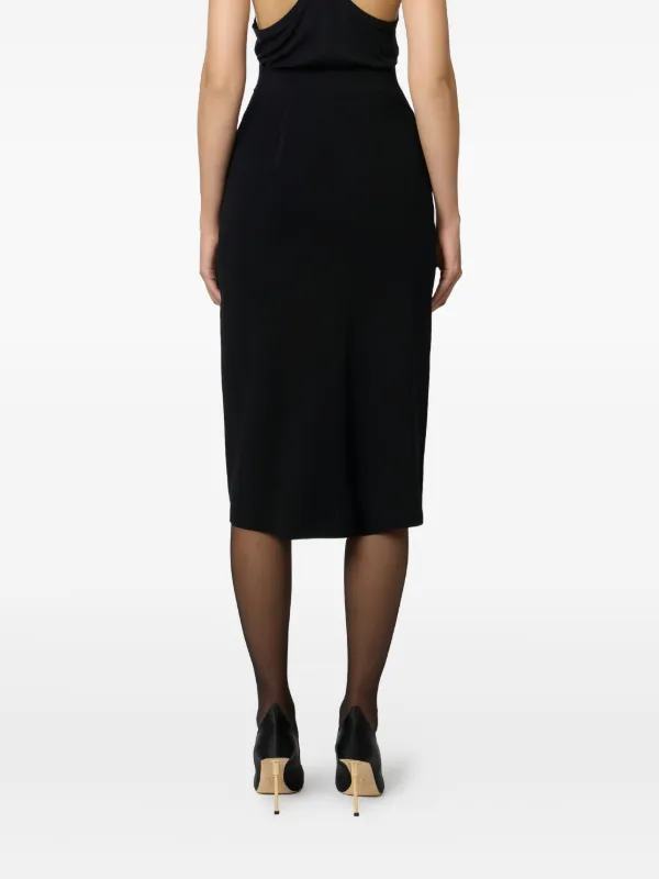 تنورة ميدي سوداء بأزرار ذهبية جانبية