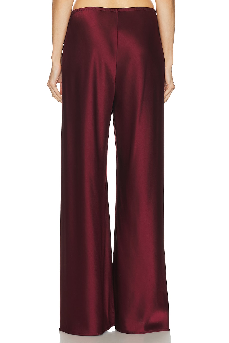 بنطلون ساتان بقصة أرجل واسعة - لون برغندي (عنابي)