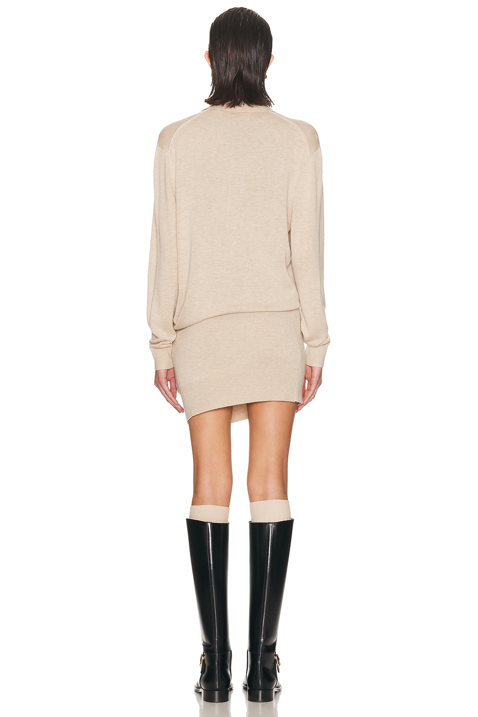 فستان صوف قصير (Mini Dress) بياقة بولو وحزام جانبي