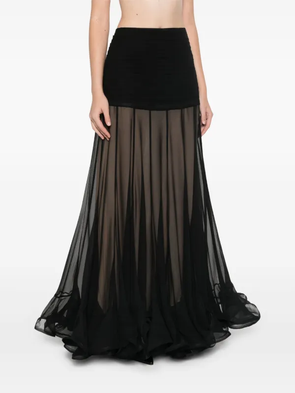 تنورة ماكسي سوداء بتصميم "بانيل" شفاف