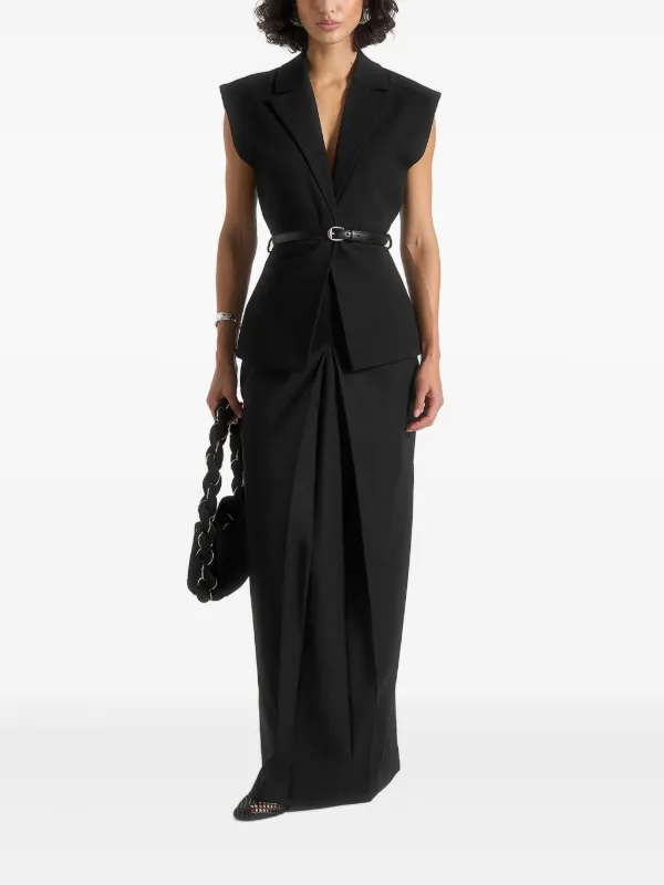 تنورة ماكسي سوداء بكسرة أمامية واسعة - تصميم عصري وأنيق