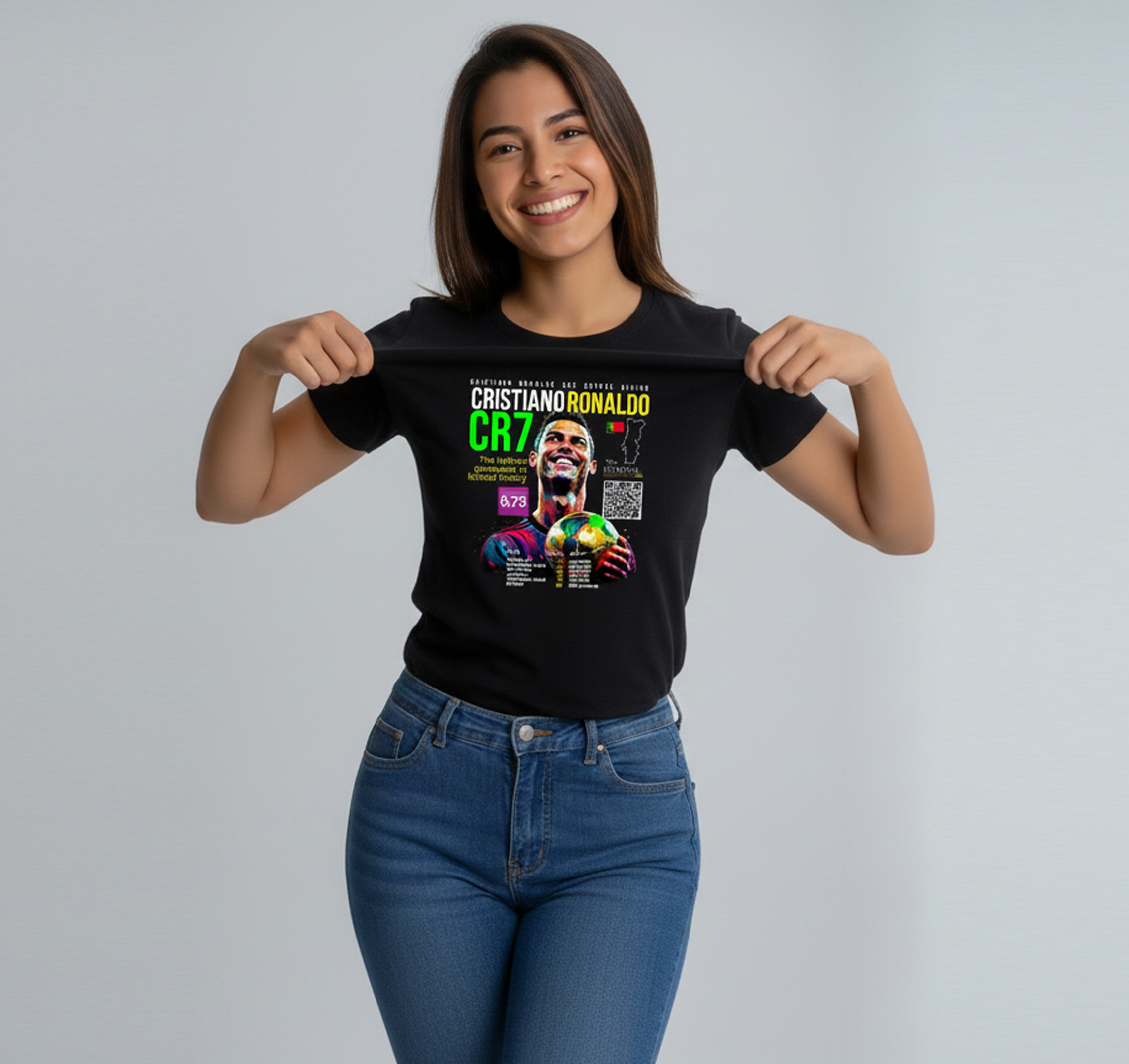 Camiseta Interactiva. Cristiano Ronaldo. Serie IDOLOS. Mujer