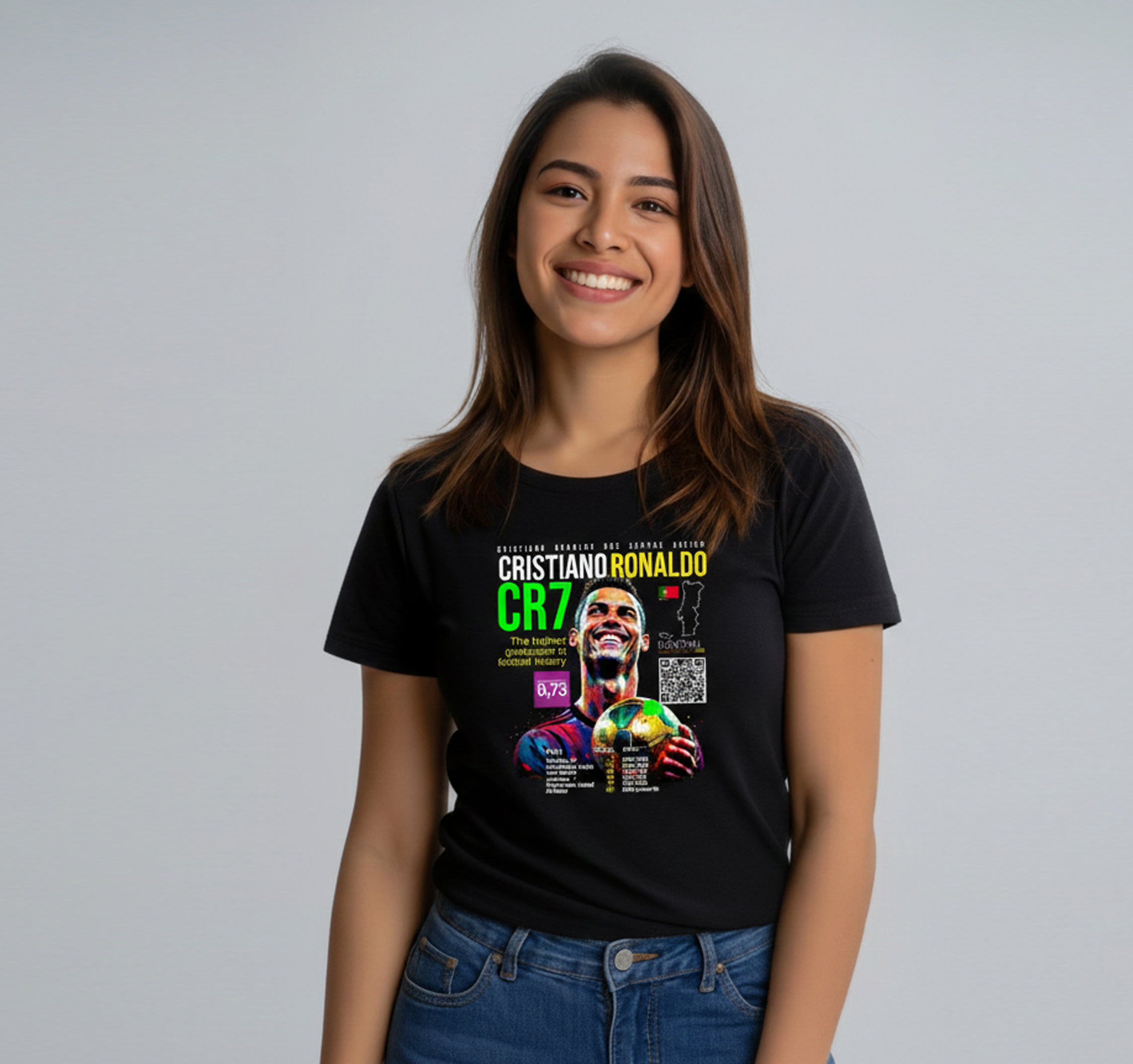 Camiseta Interactiva. Cristiano Ronaldo. Serie IDOLOS. Mujer