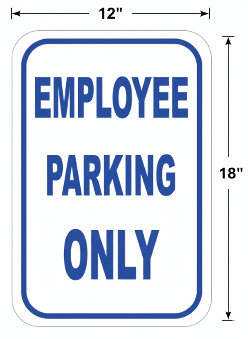 Employee Parking Only Sign – 12" × 18" – Blue Staff Parking Sign