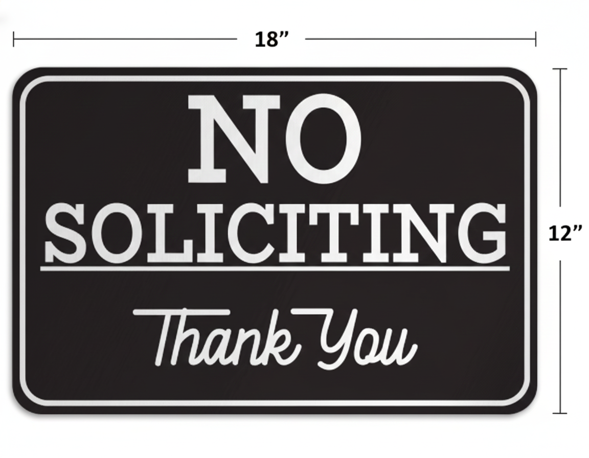 No Soliciting Sign – 12" × 18" – Do Not Disturb Property Sign
