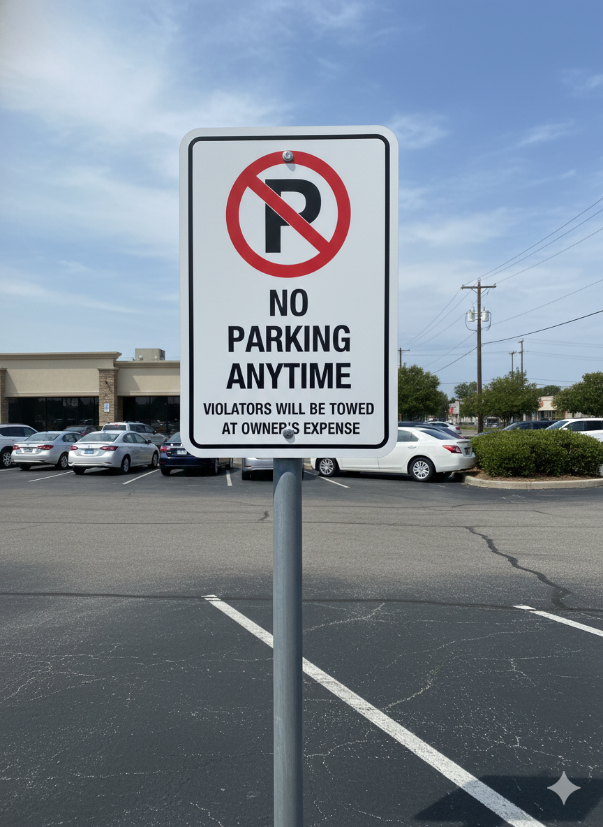 No Parking Anytime Sign – 12" × 18" – Tow Away Warning
