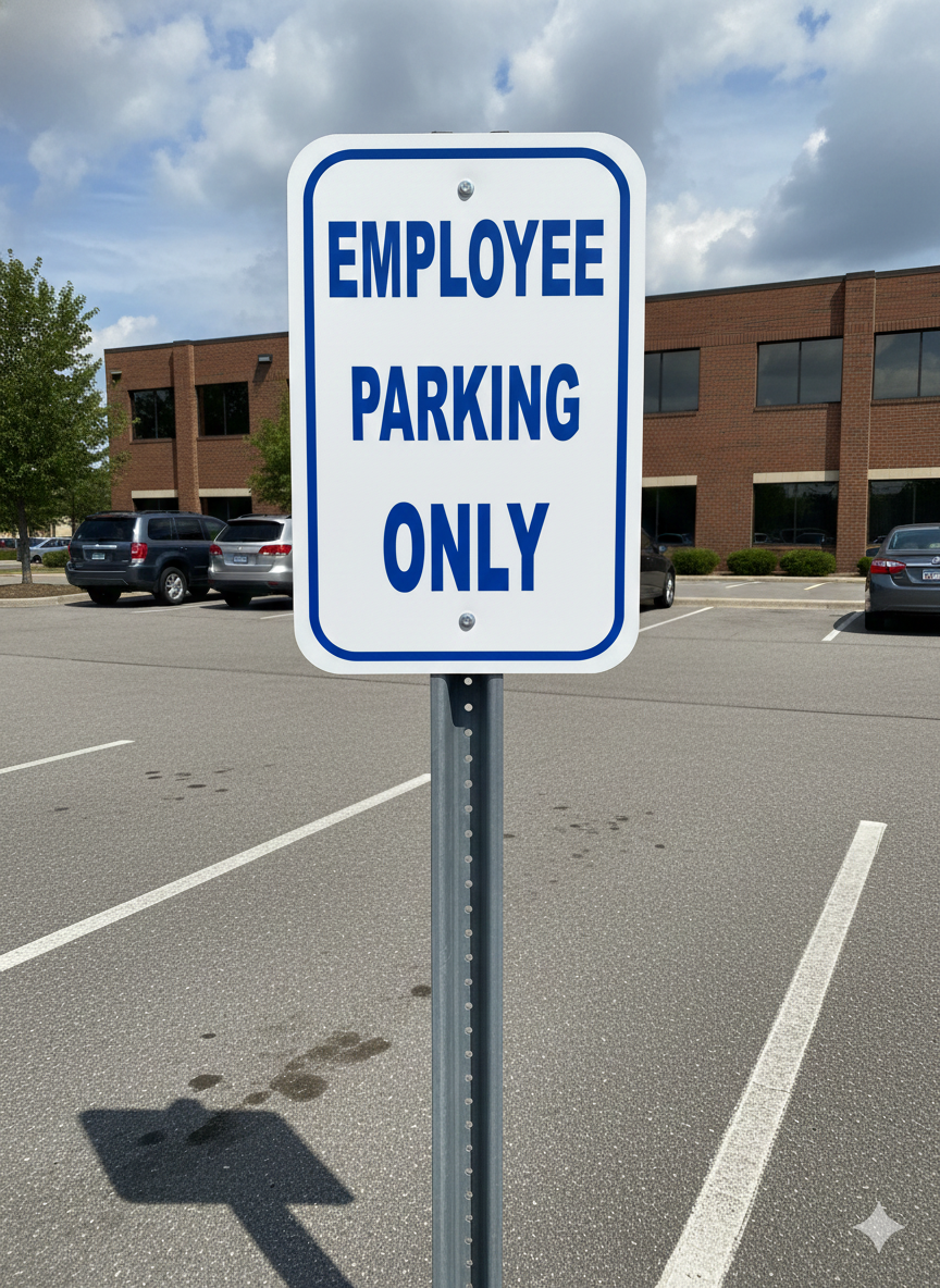 Employee Parking Only Sign – 12" × 18" – Blue Staff Parking Sign