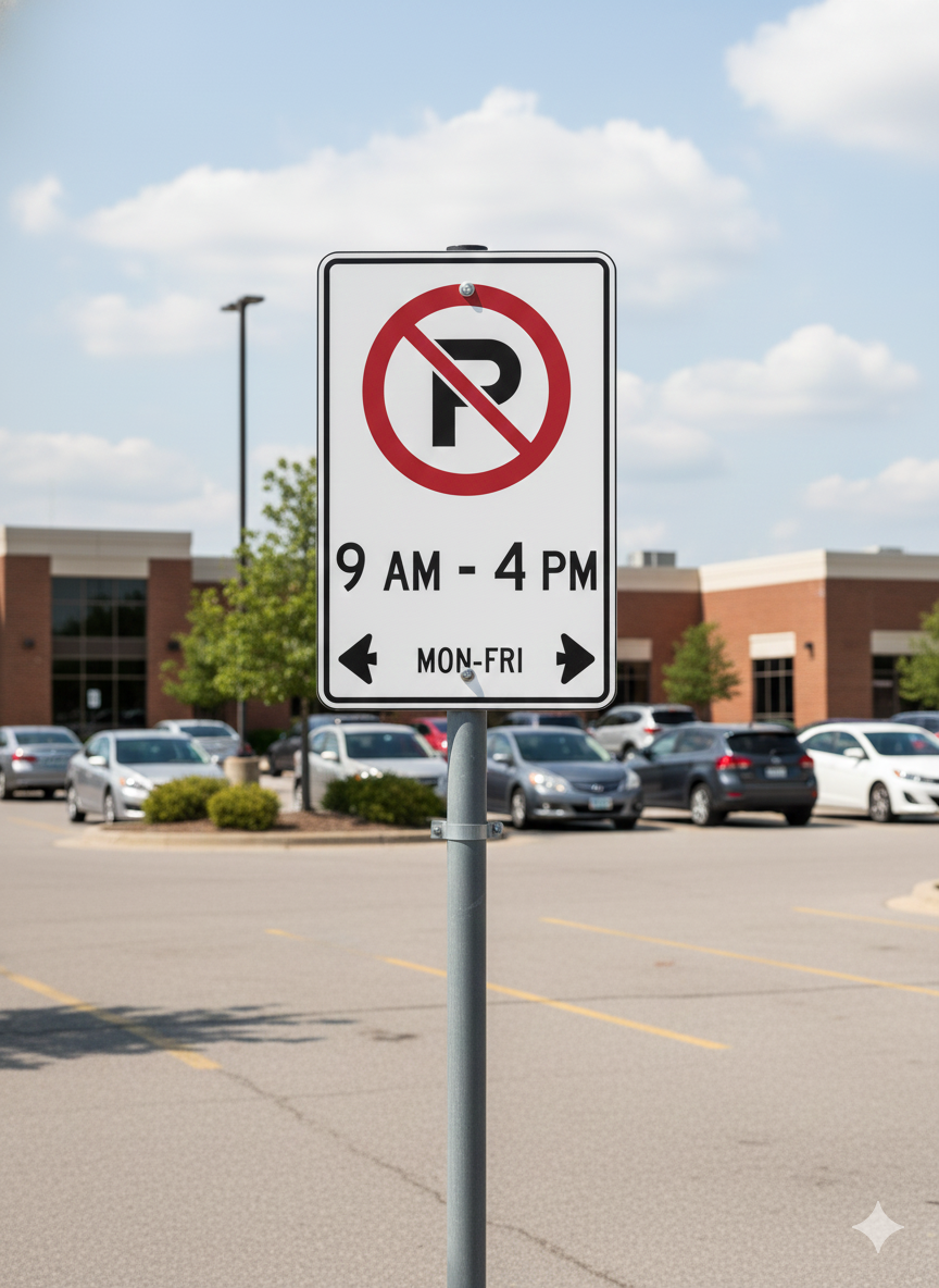 No Parking 9 AM – 4 PM Sign (Mon–Fri) – 12" × 18"