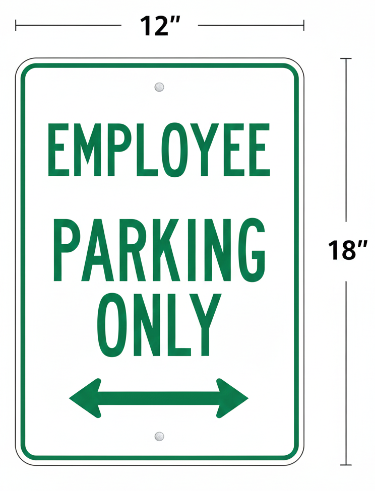 Employee Parking Only Sign – 12" × 18" – Designated Staff Parking