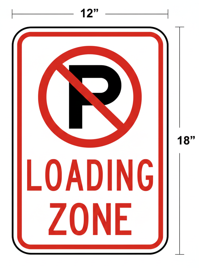 Loading Zone Sign – 12" × 18" – No Parking Loading Area