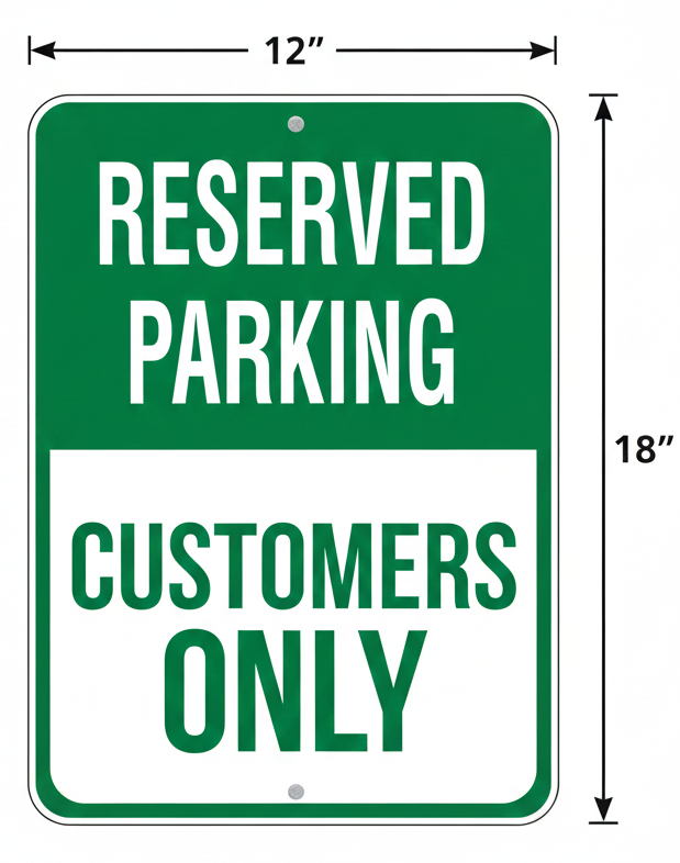 Reserved Parking – Customers Only Sign – 12" × 18"