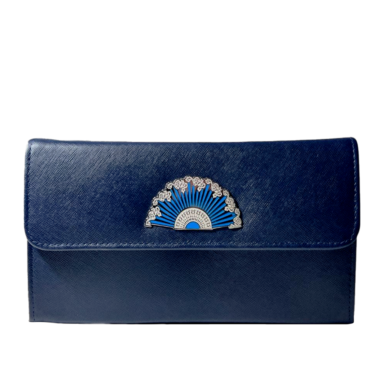 Elegant Blue Leather Clutch