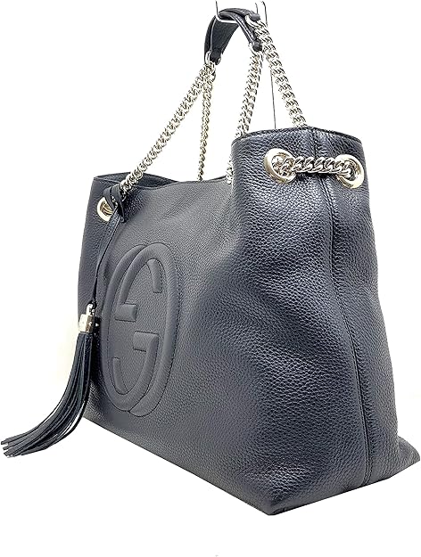 Black Leather Designer Tote Bag