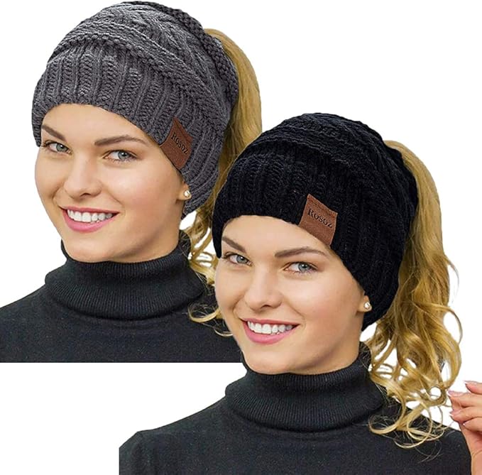 Knit Ponytail Beanie Hat