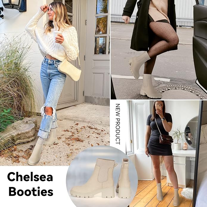Beige Chunky Chelsea Boot