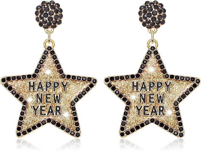 Happy New Year Star Earrings