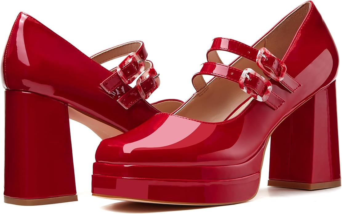 Red Patent Leather Mary Jane Heels