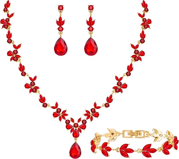Red Crystal Jewelry Set