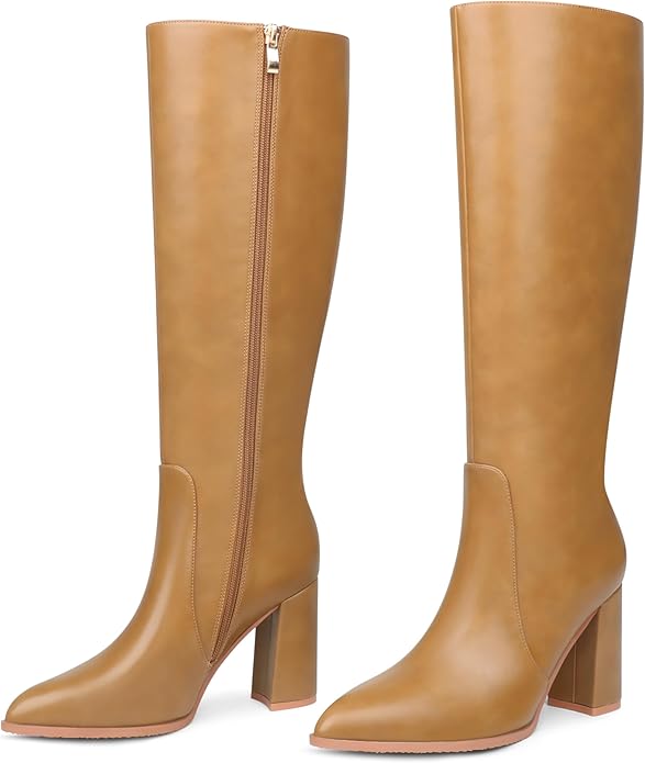 Women's Knee High Tan Leather Boots
