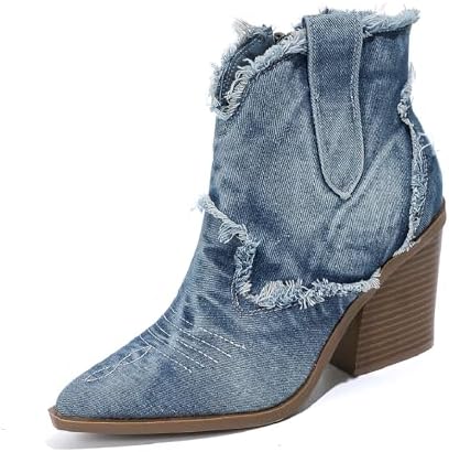 Denim Western Ankle Boot