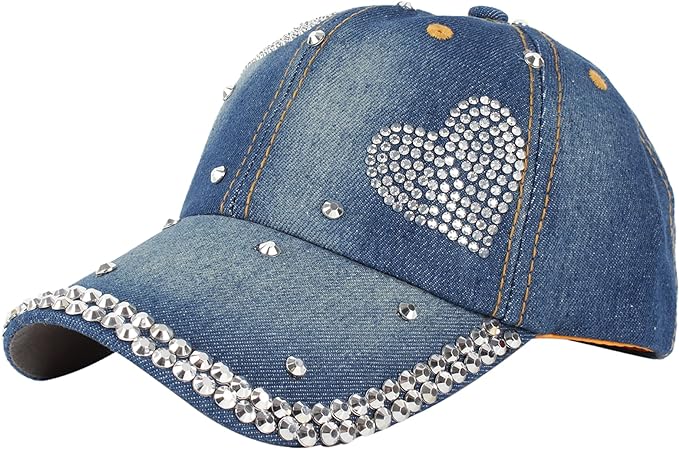 Denim Rhinestone Baseball Cap