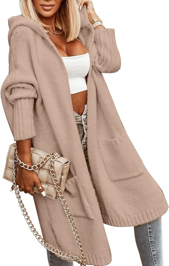 Long Hooded Knit Cardigan