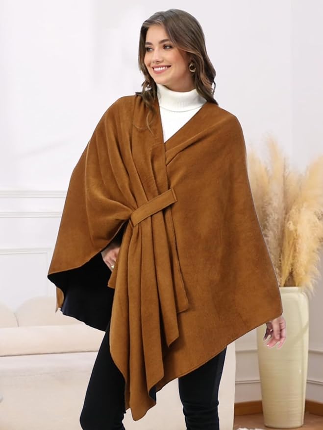 Brown Belted Cape Coat