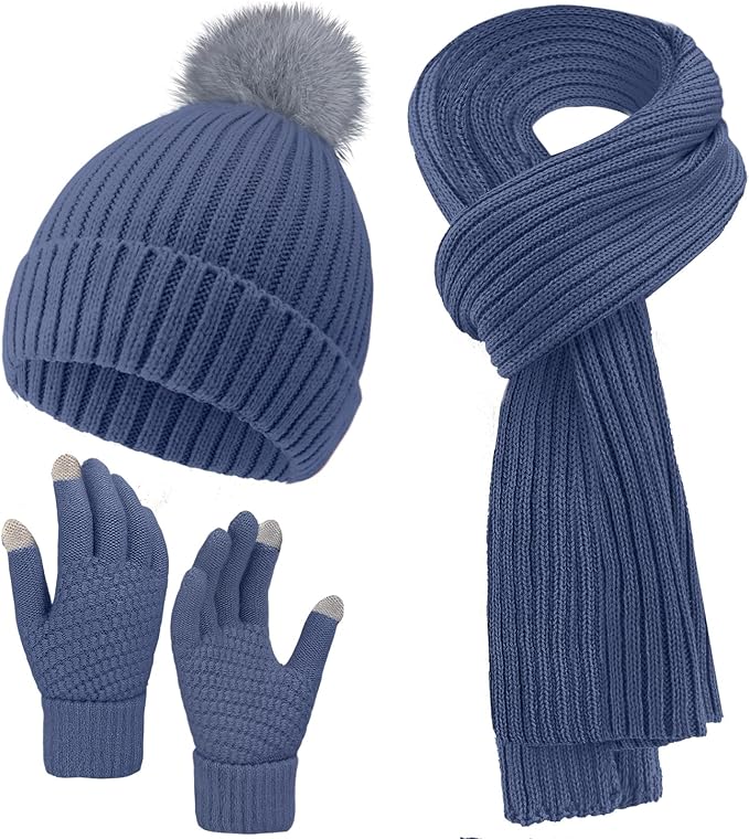 Winter Knit Hat, Scarf, and Gloves Set