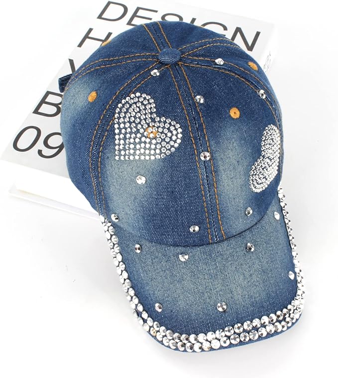 Denim Rhinestone Baseball Cap