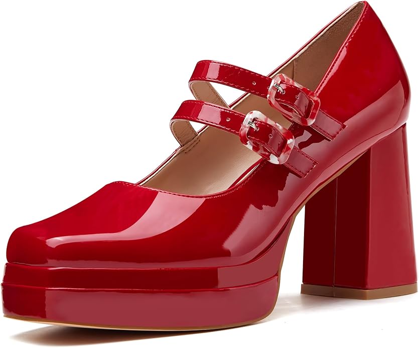 Red Patent Leather Mary Jane Heels
