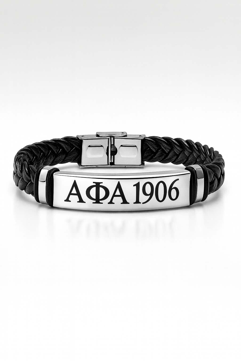 Legacy Braided Leather Bar Bracelet — Alpha Phi Alpha (1906 Black Edition)