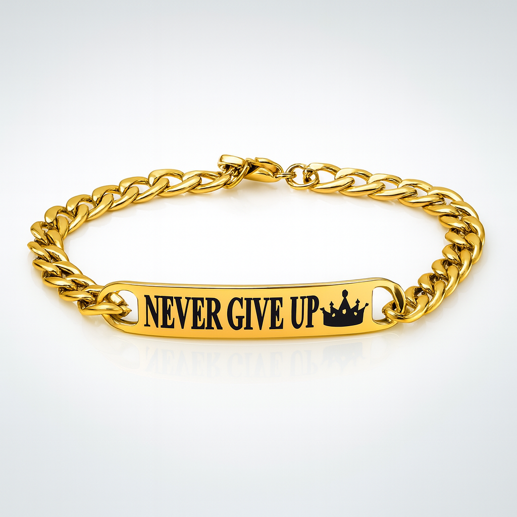 Never Give Up – King’s Legacy Cuban Bracelet (Gold Edition)