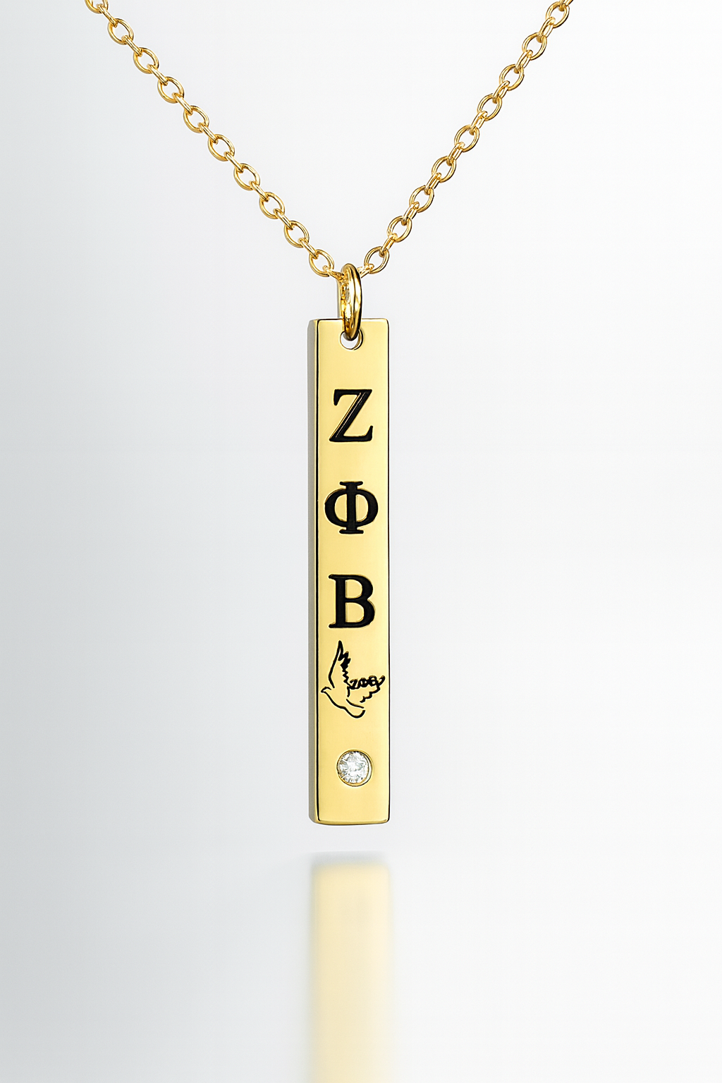 Zeta Prestige Dove Legacy Bar Necklace – Gold Edition 