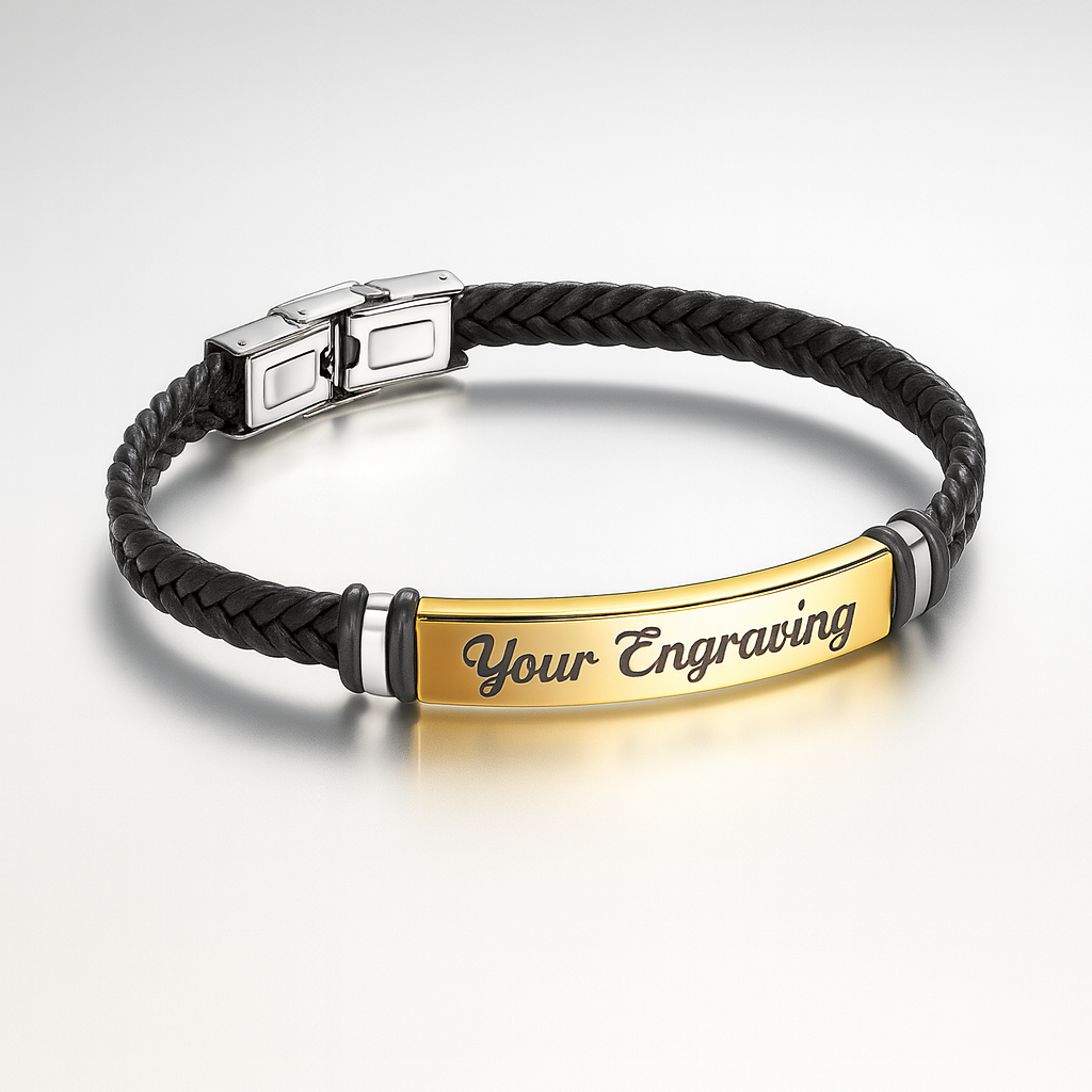 Custom Engraved Leather Bracelet