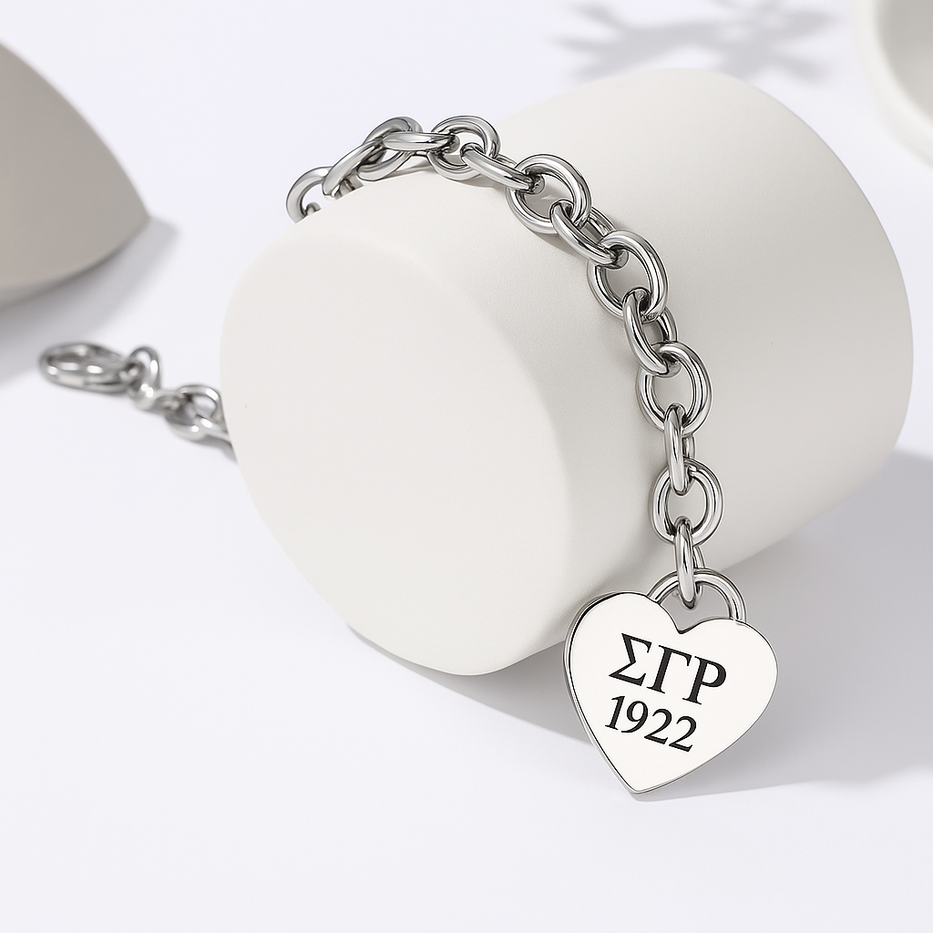 Sigma Gamma Rho Legacy Heart Charm Bracelet – Silver Edition